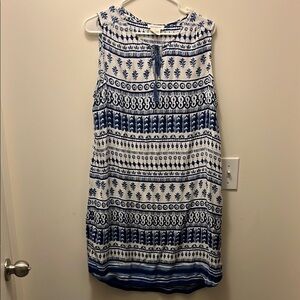 Beachlunchlounge Blue Kayla Tassel Shift Bohemian Casual Dress size large